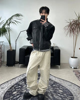 パークワッフルフィンガーホールクロップ長袖Tシャツ