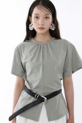SHIRRED ROUND TOP_SMOKE GREEN
