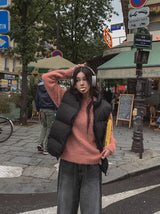 Blow angora round knitwear