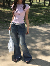 Tego Vintage Washing Denim Bootcut Pants