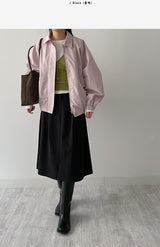 Two-pin tuck cotton flare skirt