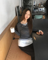レイヤードボタンTシャツ