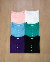 Viet Button Point Color Short Sleeve T-Shirt