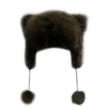 Mini tail soft fur eared fur hat (4 colors)