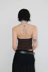 COLOR BLOCK HALTER TOP
