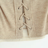 Lace Up Halter Golji T-Shirt  231330483