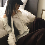 Hanel button off-shoulder muffler knitwear