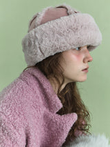 FUR TOQUE HAT IN SUEDE PINK