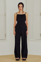 Linen Wide Pants (BLACK)