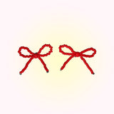 [MADE]Red Ribbon Beads Earing