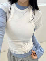 3SET スリムレイヤードトップセット (Long Sleeve / Short Sleeve / Tank)💙🩷🖤 3COLOR