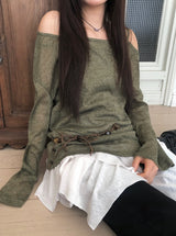 Koran Unbalance Layered Banding Skirt
