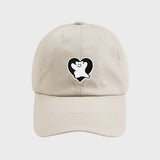 [UNISEX] Bear Black Heart Embroidered Ball Cap