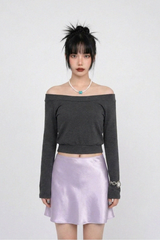 RIBBED HEM OFF-SHOULDER TEE (3COLORS!)
