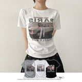 Paris ✨ Emotional Photo Printing Side Shirring Short-Sleeved T-Shirt