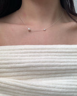 (silver925) Pearl cubic necklace *silver