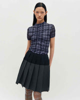 Plaid Smocking T-Shirt _ PURPLE
