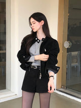 【BELLIDE MADE】バンドカラー スエード クロップジャケット