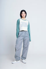 オープンアームホールハートラグラン ½Tシャツ (green/ivory)