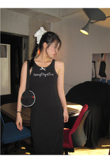 Black mini sleeveless long dress