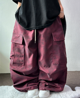 MARBLE WASHING TWO PINTUCK CARGO PANTS ❤🖤🩶🤍3COLOR