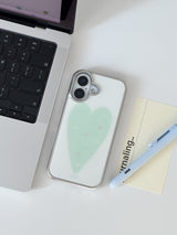 [Magsafe] ミントハート シルバーガラスバンパーケース