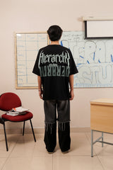 HIERARCHY STUDIOS Unruled - ブラックミラーワイドオーバーサイズTシャツ