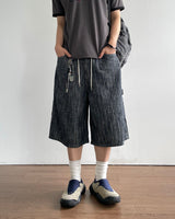 Patch Stripe Bermuda Denim Pants