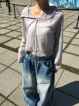サニーシースルーサマーフーディドカーディガン (3c)