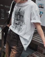 Grunge ナッシングプリンティング半袖Tシャツ
