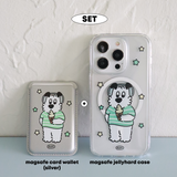 (SET)スターアイスクリーム マグセーフ ジェリーハード スマートフォンケース + マグセーフ カードウォレット(silver)