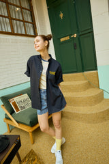 Yellow Dream Star Soft Navy Short-Sleeved Shirt [Unisex]