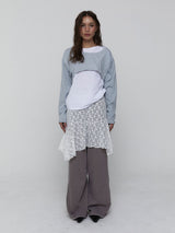 Floral Lace Midi Skirt_White