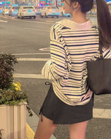 Palm collar striped T-shirt