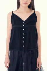 Pure shirring sleeveless blouse