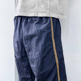 Navy Side-Line Draped Pants