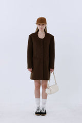 WOOL-LIKE LONG COAT_BROWN