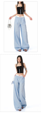 Dopamine レースポイントフェイクレイヤードワイドパンツ