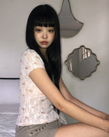 キュジュンレースフローラル半袖Tシャツ