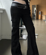 Black Glow Low-Rise Pants