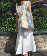 Rosé Flower Transparent Knit Linen Rattan Shoulder Bag Travel Bag 1 Color