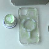 Green - ブラーパターン Magsafe フォーンケース スマホグリップ セット