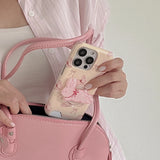 [Mademoment] fuzzy ribbon bunny design iphone card case