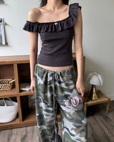 Camouflage wide pants