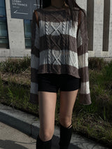 Summer striped twist cover-up net knit (3 colors)