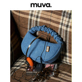 muva. サマー デニムブルー ハンドトート カジュアル ウィメンズ バッグ デイリー バッグ