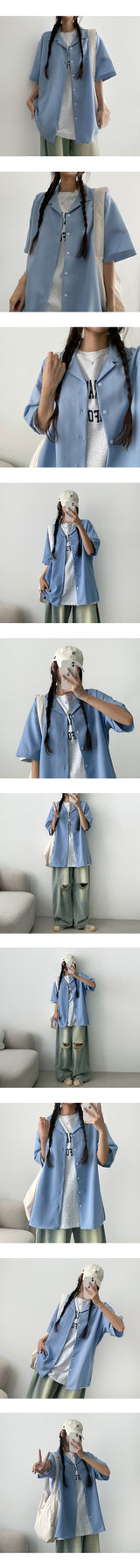 Pulse open collar short-sleeved shirt (10 colors)