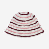 Wool Stripe Crochet Hat (Pink)