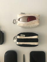 Clam Mini key ring round pouch _ Quilting cream