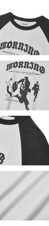 Modern Graphic Raglan T-Shirt-Charcoal